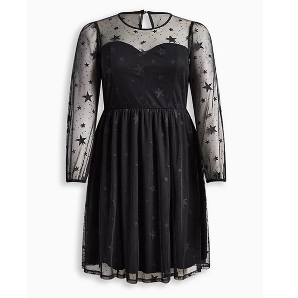 Torrid 4 AT THE KNEE STAR MESH SKATER DRESS - Picture 4 of 12